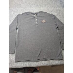 Harley-Davidson Shirt Mens XL Long Sleeve Henley Waffle Knit Motorcycle Rider